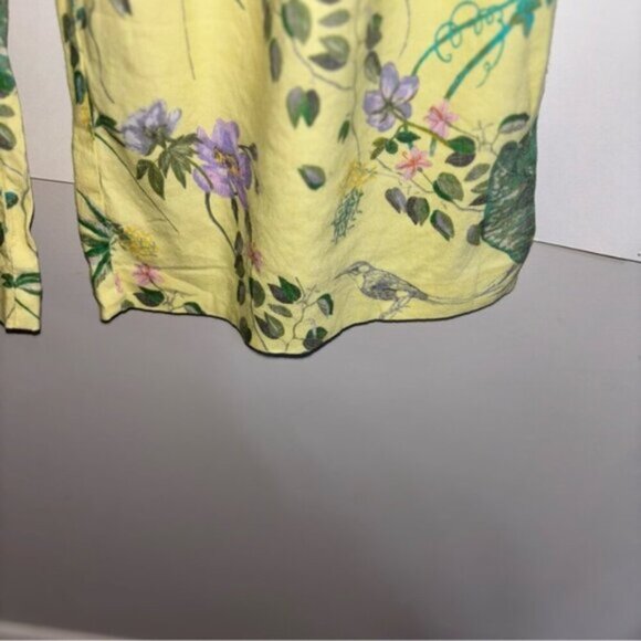 INC Women’s Small Floral Yellow Green Pants Cottagecore Romantic Feminine Flare - Picture 10 of 15